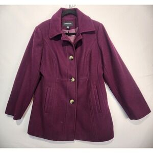London Fog Women's Wine Purple Classic Elegant Dressy Coat Size L